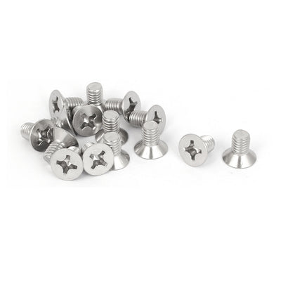 Harfington 15 Pcs M6x10mm 316 Stainless Steel Countersunk Phillips Machine Screws Fasteners