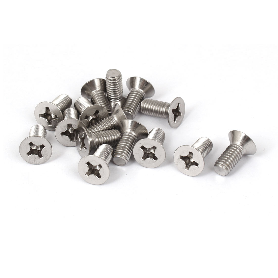 Harfington 15 Pcs M6x14mm 316 Stainless Steel Phillips Machine Screws Bolts Silver Tone