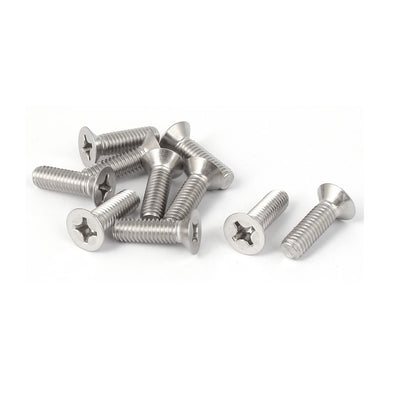 Harfington 10 Pcs M6x20mm 316 Stainless Steel Countersunk Phillips Machine Screws Bolts