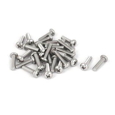Harfington 30 Pcs M4x16mm 316 Stainless Steel Metric Phillips Pan Head Machine Screws Bolts