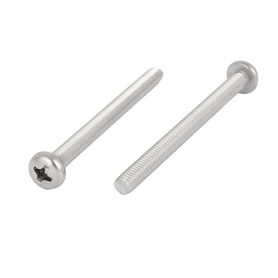 Harfington 10 Pcs M5x65mm 316 Stainless Steel Phillips Pan Head Machine Screws Silver Tone