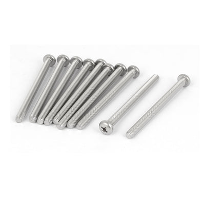 Harfington 10 Pcs M5x65mm 316 Stainless Steel Phillips Pan Head Machine Screws Silver Tone