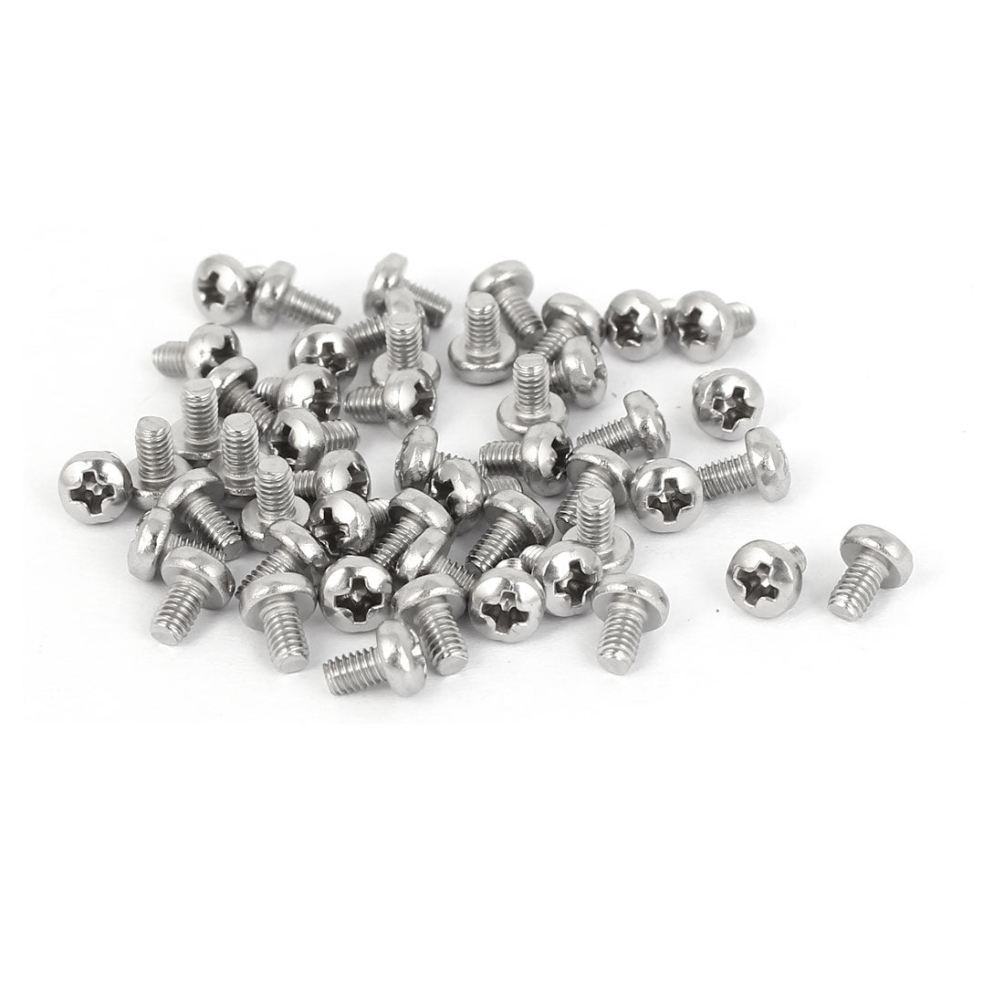 Harfington 50 Pcs M2.5x4mm 316 Stainless Steel Phillips Pan Head Machine Screws Silver Tone