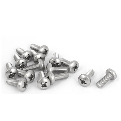 Harfington 15 Pcs M6x16mm 316 Stainless Steel Metric Phillips Pan Head Machine Screws Bolts