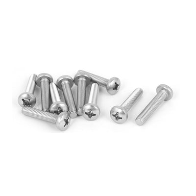 Harfington 10 Pcs M6x30mm 316 Stainless Steel Metric Phillips Pan Head Machine Screws Bolts