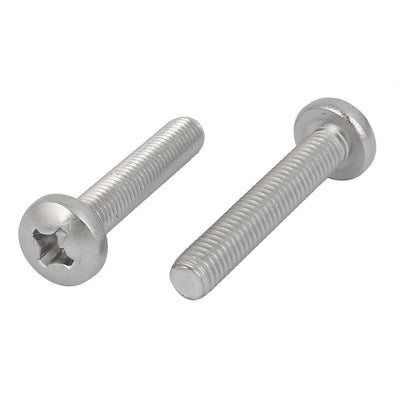 Harfington 4 Pcs M8x45mm 316 Stainless Steel Phillips Pan Head Machine Screws Silver Tone
