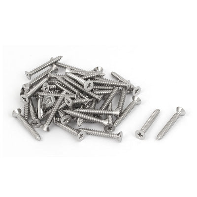 Harfington 50pcs M2.9x22mm 316 Stainless Steel Flat Head Phillips Self Tapping Screws Bolts