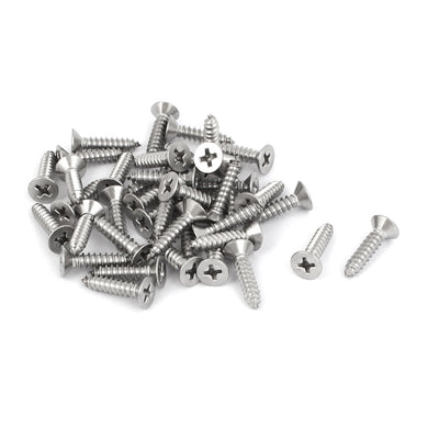 Harfington M4.2x19mm 316 Stainless Steel Flat Head Phillips Self Tapping Screws Bolts 40pcs