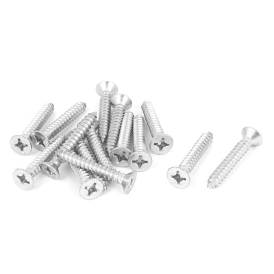 Harfington M5.5x35mm 316 Stainless Steel Flat Head Phillips Self Tapping Screws Bolts 15pcs