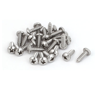 Harfington M4.8x16mm 316 Stainless Steel Phillips Pan Head Self Tapping Screws Bolts 25pcs
