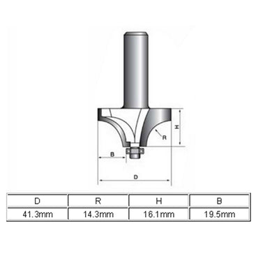 Harfington 1/2" Shank Dia 9/16" Radius Ball Bearing Round Over Beading Edging Router Bit