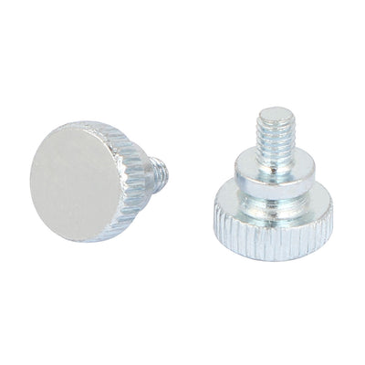 Harfington Carbon Steel Flat Point Knurled Head Thumb Screw Silver Tone M4x6mm 20pcs