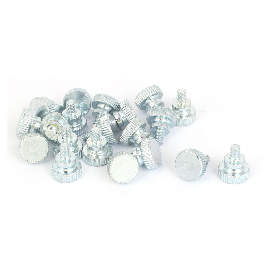 Harfington Carbon Steel Flat Point Knurled Head Thumb Screw Silver Tone M4x6mm 20pcs