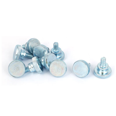 Harfington M5x8mm Carbon Steel Step Hand Screw Flat Knurled Head Thumb Screws Bolts 10pcs
