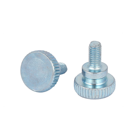Harfington M5x10mm Carbon Steel Step Hand Screw Flat Knurled Head Thumb Screws Bolts 20mm Total Length 10pcs