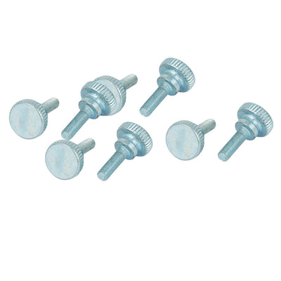 Harfington M5x16mm Carbon Steel Step Hand Screw Flat Knurled Head Thumb Screws Bolts 8pcs