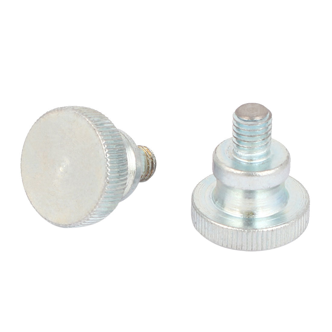 Harfington Carbon Steel Flat Point Knurled Head Thumb Screw Silver Tone M8x10mm 4pcs