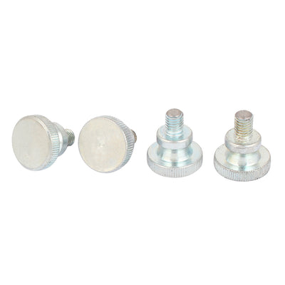 Harfington Carbon Steel Flat Point Knurled Head Thumb Screw Silver Tone M8x10mm 4pcs