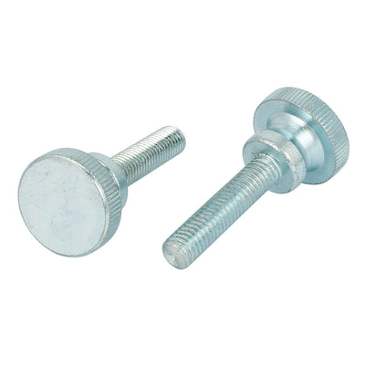 Harfington M8x35mm Carbon Steel Step Hand Screw Flat Knurled Head Thumb Screws Bolts 2pcs