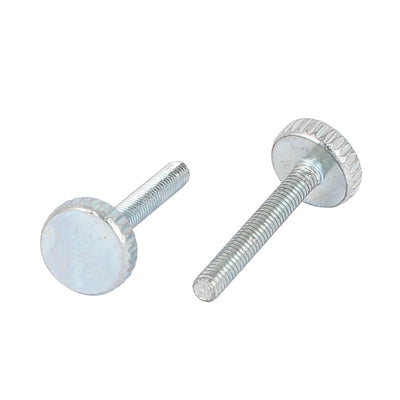 Harfington M3x20mm Thread Carbon Steel Knurled Round Head Thumb Screws Silver Blue 20pcs