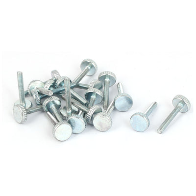 Harfington M3x20mm Thread Carbon Steel Knurled Round Head Thumb Screws Silver Blue 20pcs