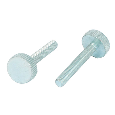Harfington M4x25mm Thread Carbon Steel Knurled Round Head Thumb Screws Silver Blue 10pcs
