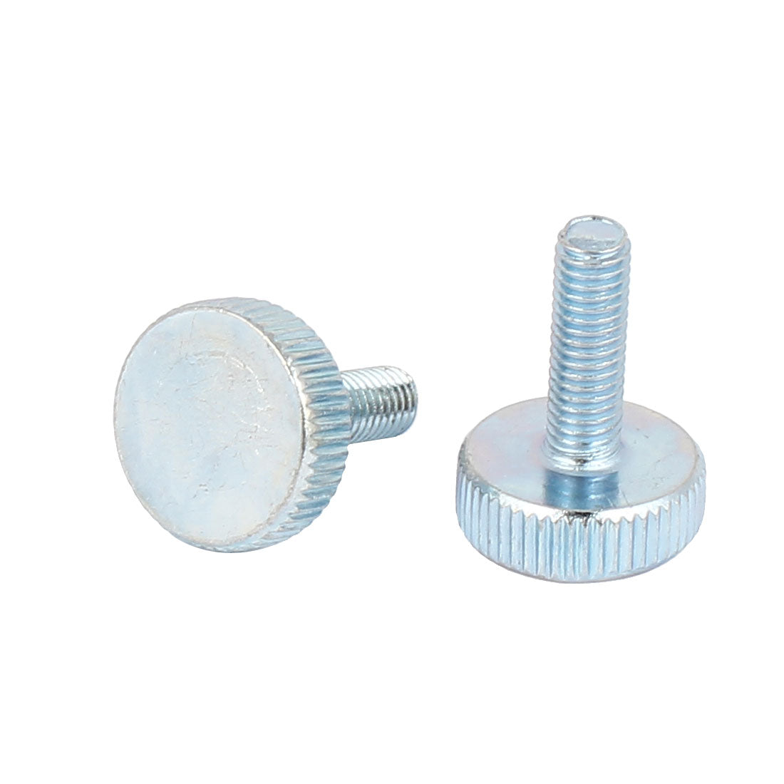 Harfington M5x16mm Thread Carbon Steel Knurled Round Head Thumb Screws Silver Blue 8pcs