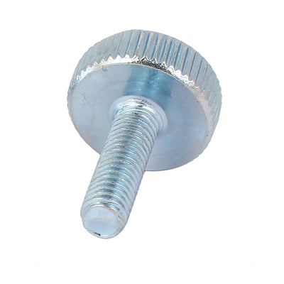 Harfington M5x16mm Thread Carbon Steel Knurled Round Head Thumb Screws Silver Blue 8pcs