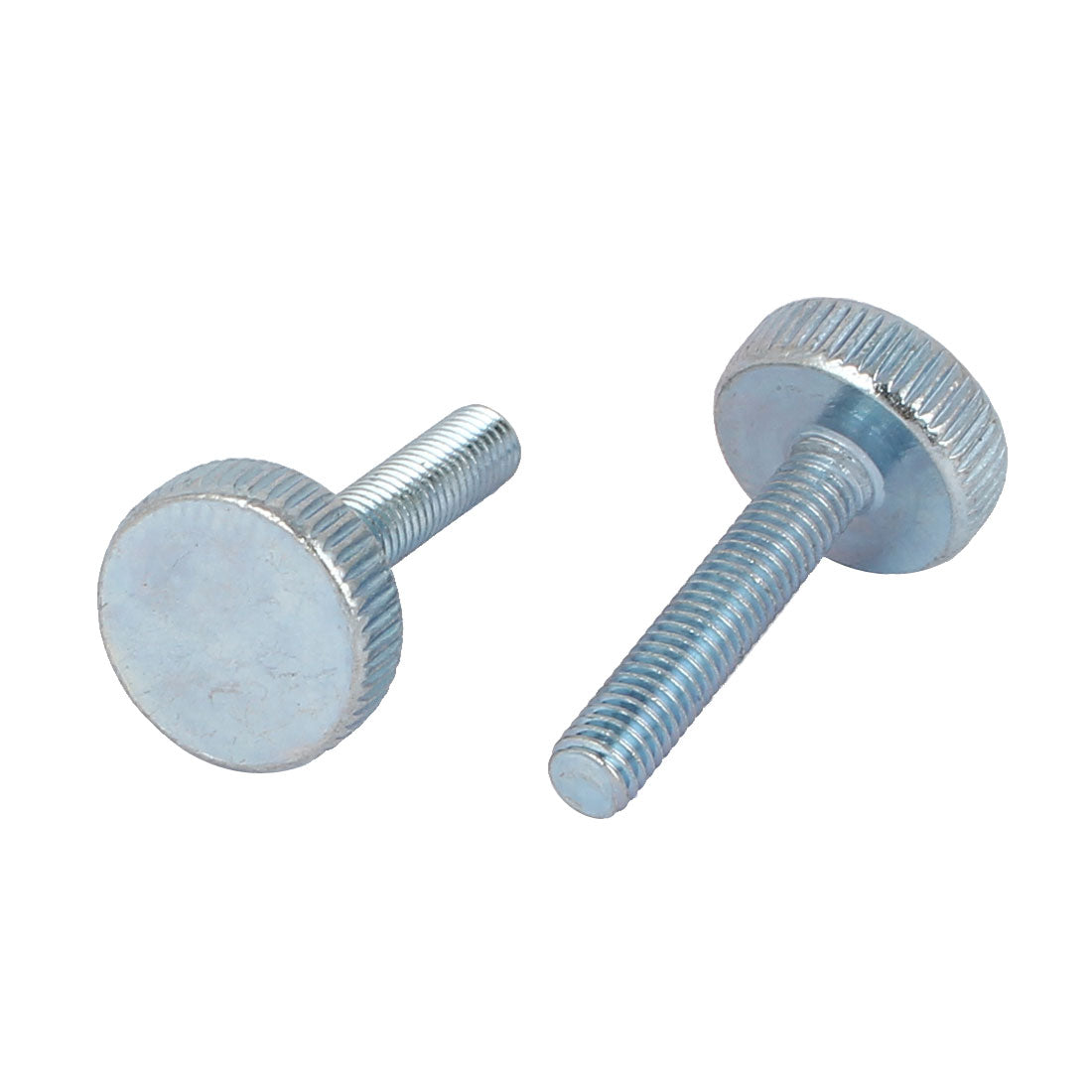 Harfington M5x25mm Thread Carbon Steel Knurled Round Head Thumb Screws Silver Blue 8pcs