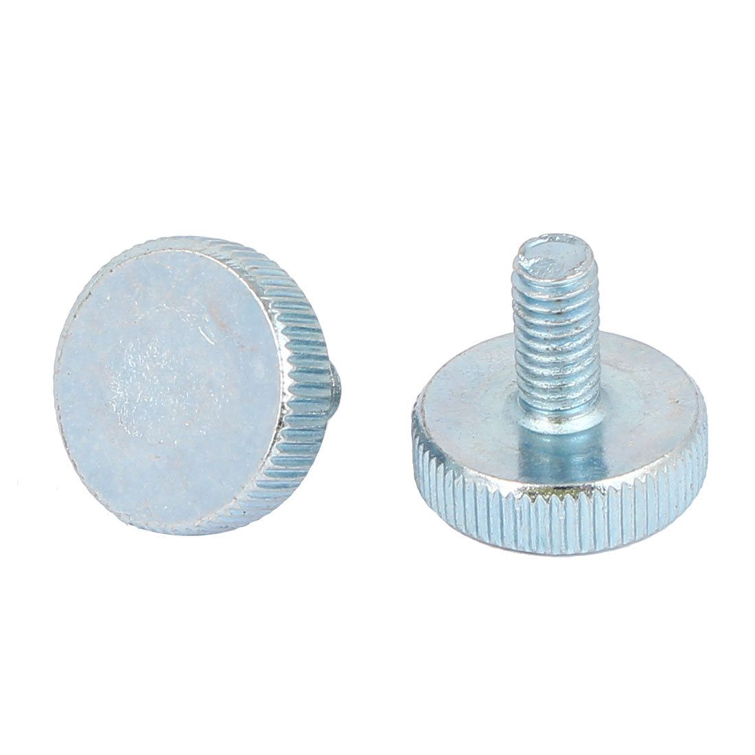 Harfington M6x12mm Thread Carbon Steel Knurled Round Head Thumb Screws Silver Blue 8pcs