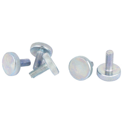 Harfington Carbon Steel Round Knurled Head Thumb Screw Silver Blue M8x20mm 5pcs