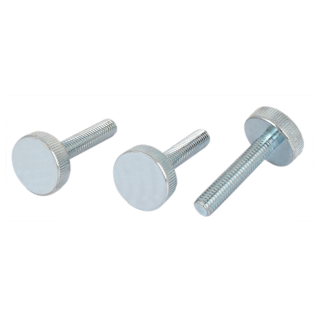 Harfington Carbon Steel Round Knurled Head Thumb Screw Silver Blue M8x40mm 3pcs