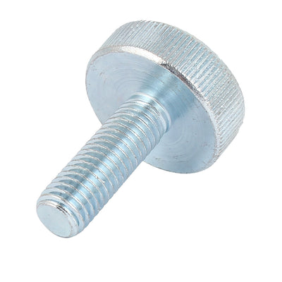 Harfington M10x30mm Thread Carbon Steel Knurled Round Head Thumb Screw Silver Blue