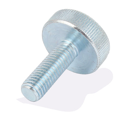 Harfington M10x30mm Thread Carbon Steel Knurled Round Head Thumb Screw Silver Blue