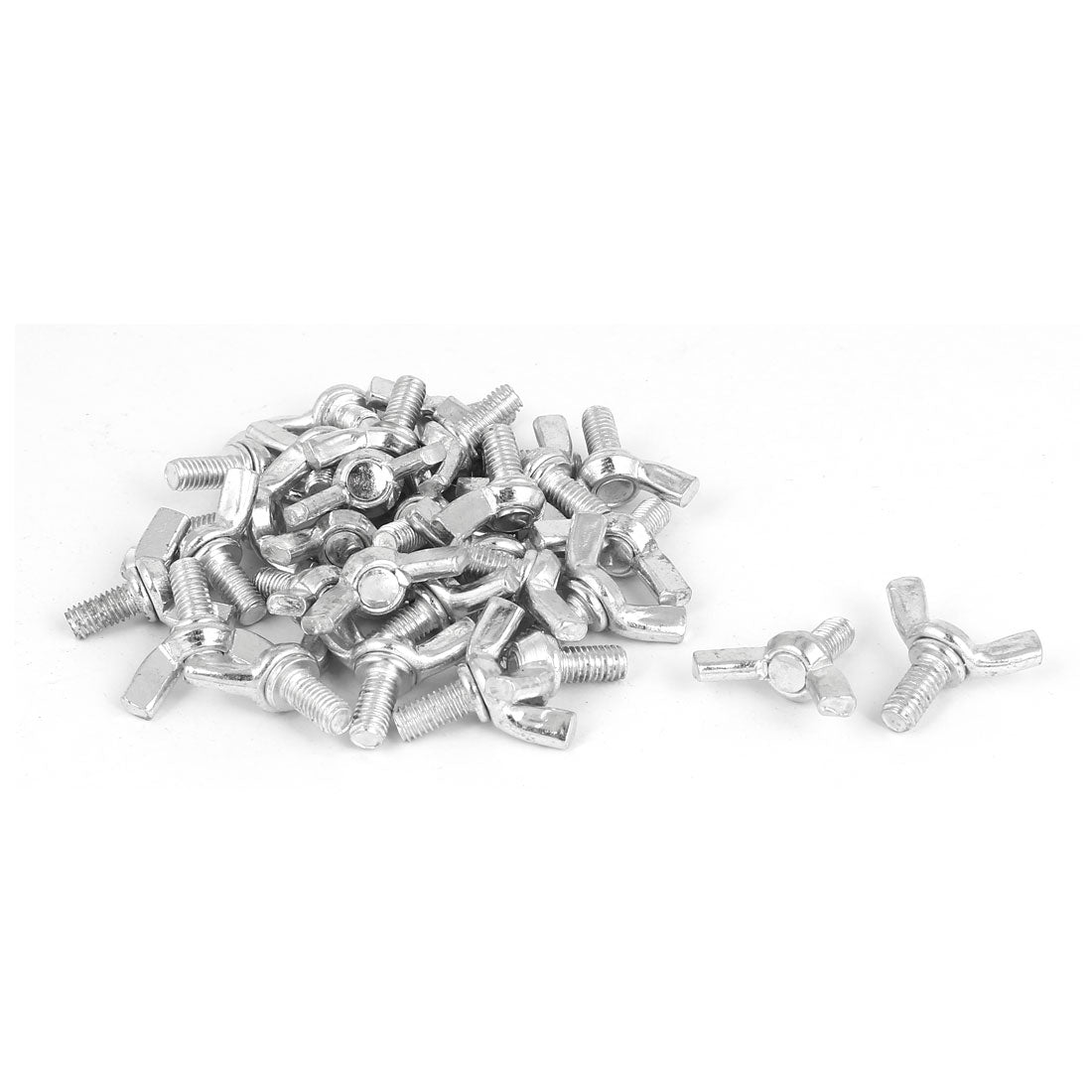Harfington M5x10mm Thread Carbon Steel Wing Bolt Butterfly Screws Silver Tone 30pcs