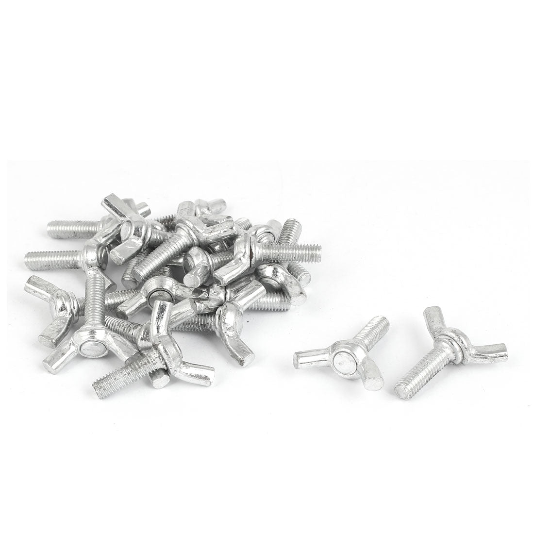 Harfington M5x16mm Thread Carbon Steel Wing Bolt Butterfly Screws Silver Tone 20pcs