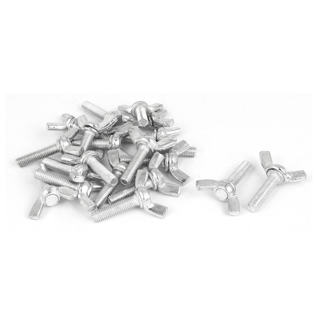 Harfington M5x20mm Thread Carbon Steel Wing Bolt Butterfly Screws Silver Tone 20pcs
