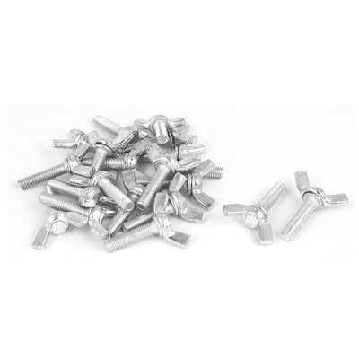 Harfington M5x20mm Thread Carbon Steel Wing Bolt Butterfly Screws Silver Tone 20pcs