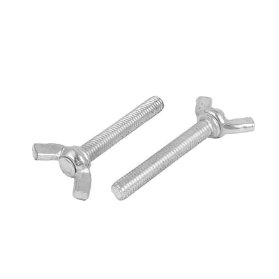 Harfington M6x40mm Thread Carbon Steel Wing Bolt Butterfly Screws Silver Tone 20pcs