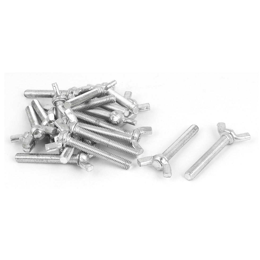 Harfington M6x40mm Thread Carbon Steel Wing Bolt Butterfly Screws Silver Tone 20pcs