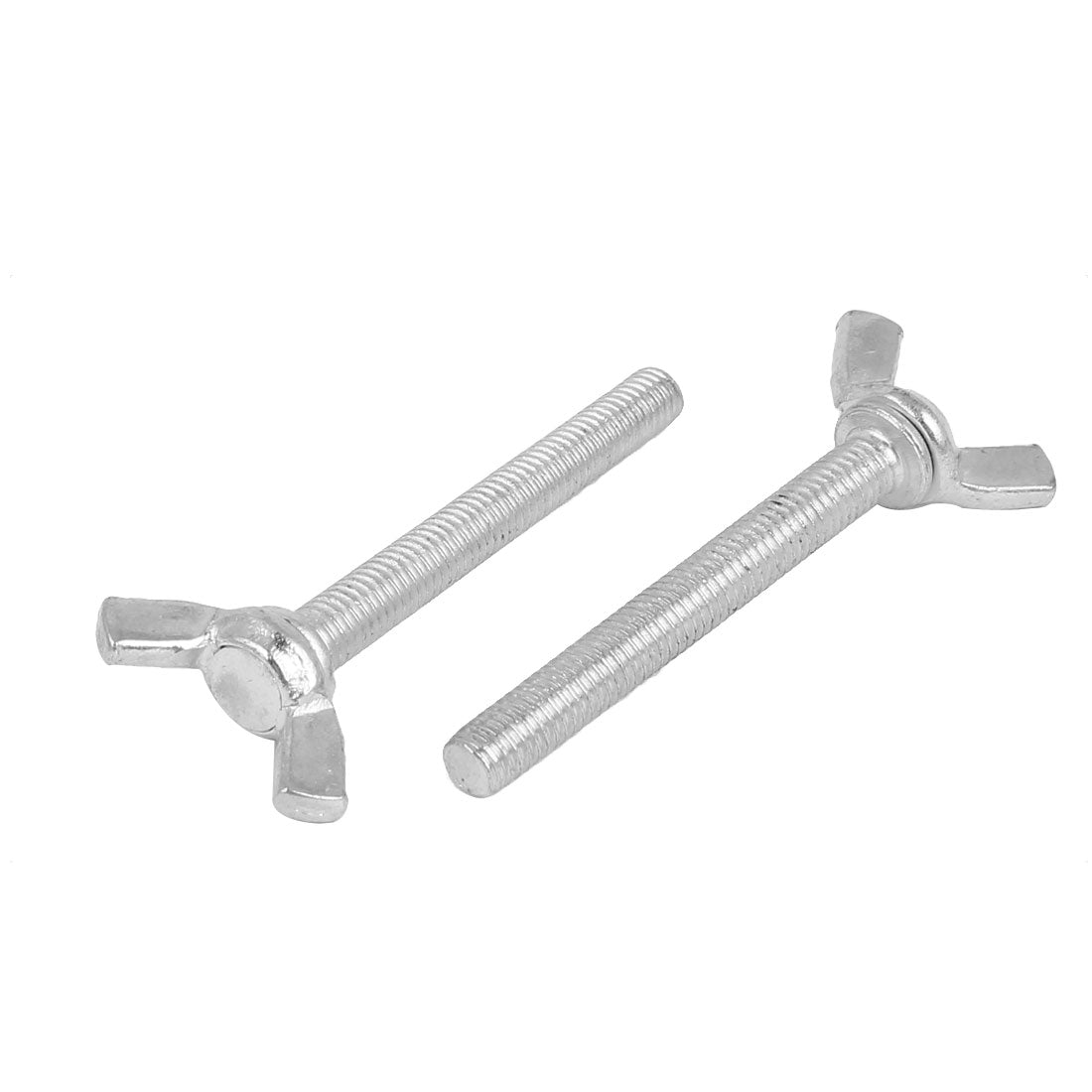 Harfington M6x50mm Thread Carbon Steel Wing Bolt Butterfly Screws Silver Tone 10pcs