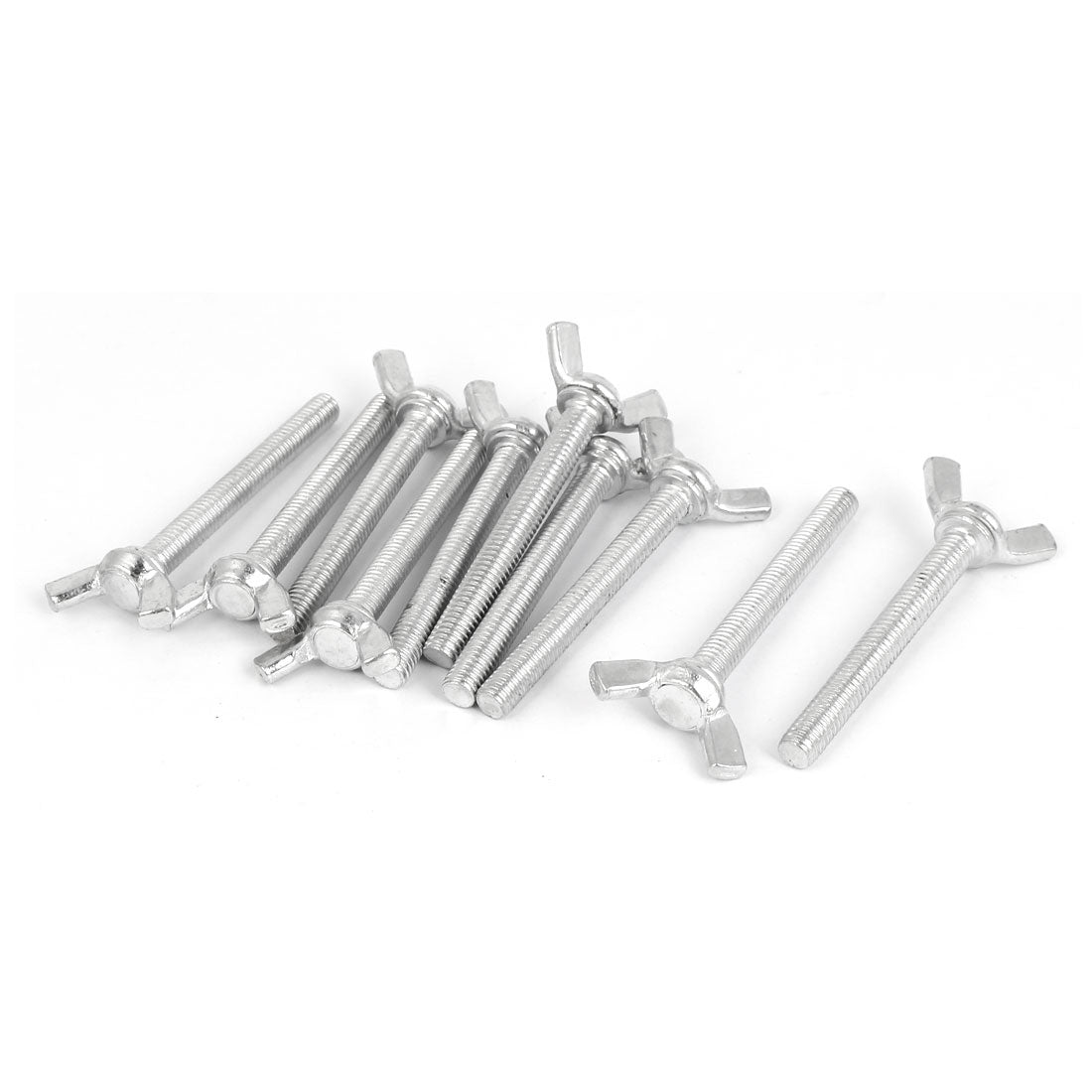 Harfington M6x50mm Thread Carbon Steel Wing Bolt Butterfly Screws Silver Tone 10pcs