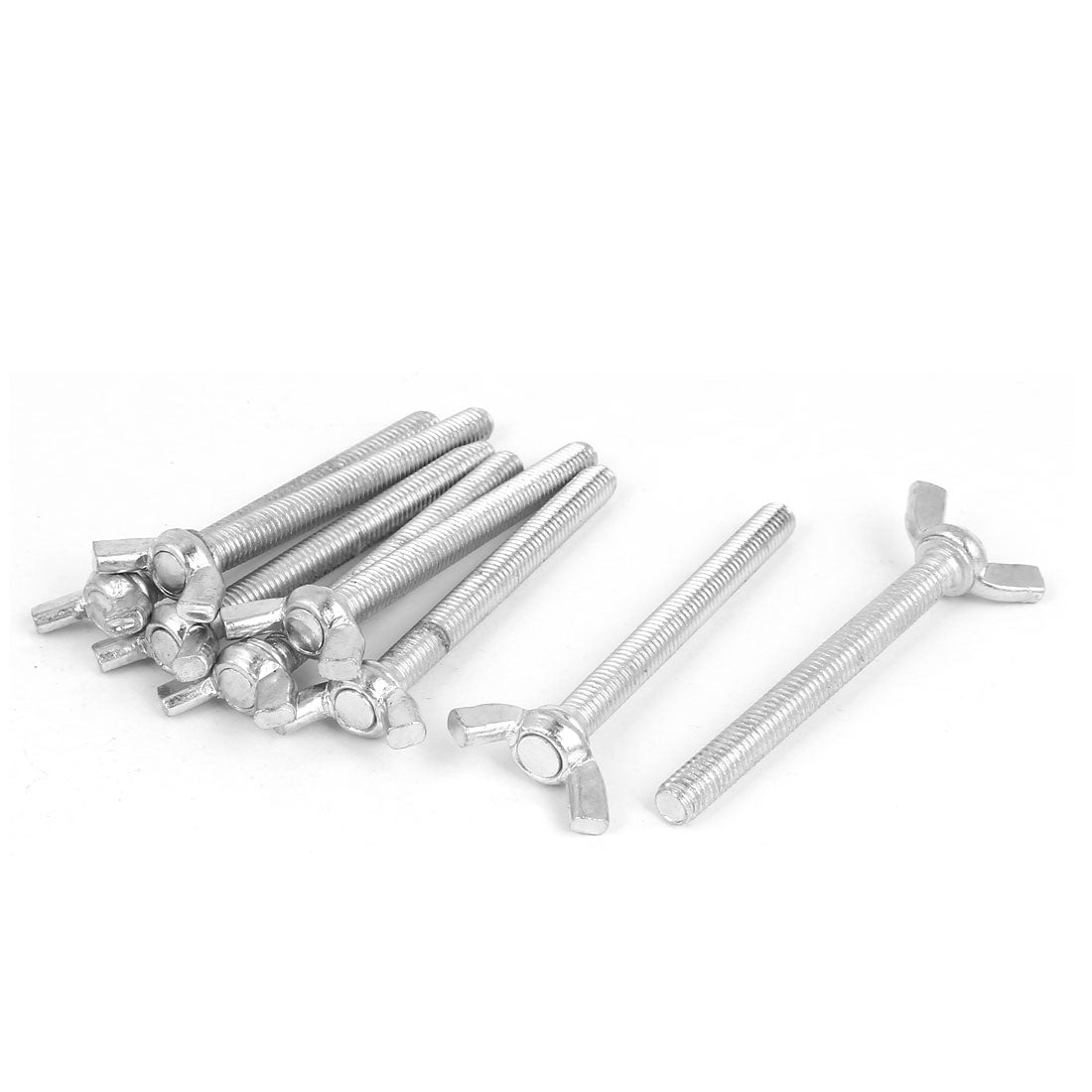 Harfington M6x60mm Thread Carbon Steel Wing Bolt Butterfly Screws Silver Tone 8pcs