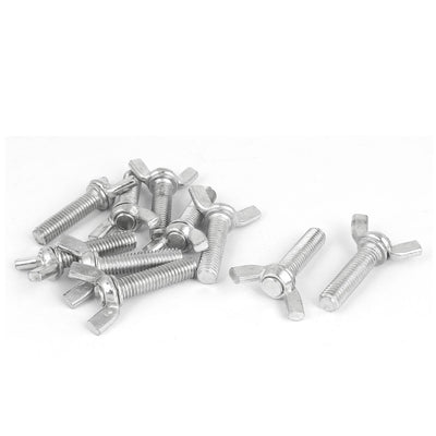 Harfington 10pcs Metric M8x30mm 1.25mm Pitch Carbon Steel Wing Bolt Butterfly Screw