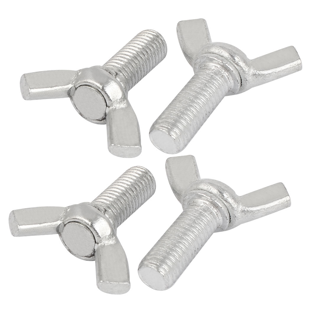 Harfington Carbon Steel Wing Bolt Wingbolt Nut Butterfly Screw Silver Tone M10x25mm 4pcs