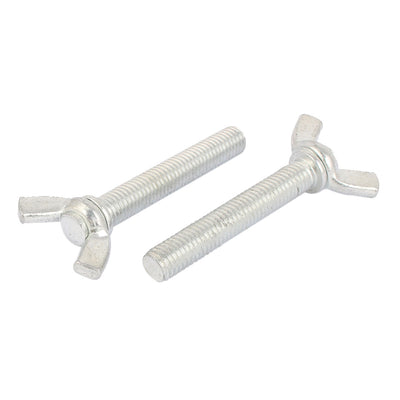 Harfington Carbon Steel Wing Butterfly Screw Bolt Silver Tone M10x60mm 4pcs
