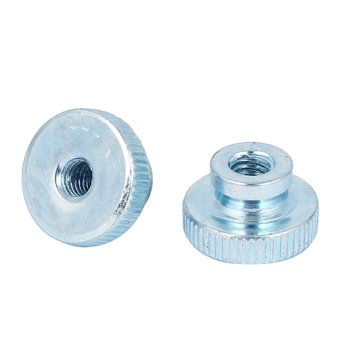 Harfington M6 Thread 12mm High Carbon Steel Round Knurled Head Thumb Nuts Silver Blue 8pcs