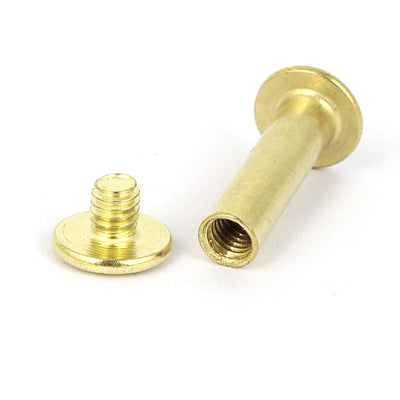 Harfington 5mmx20mm Brass Plated Chicago Screws Binding Posts Docking Rivet 30pcs