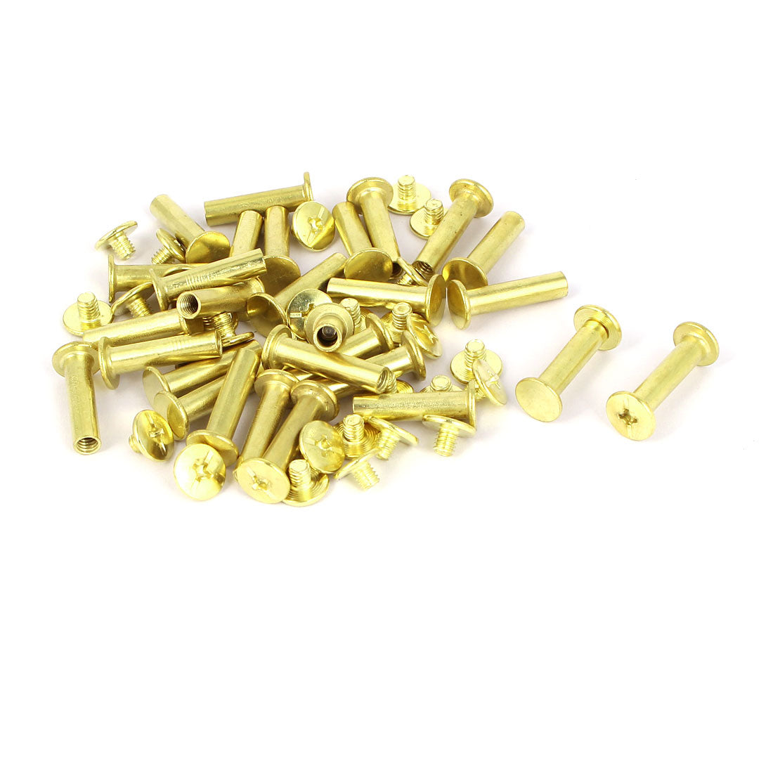 Harfington 5mmx20mm Brass Plated Chicago Screws Binding Posts Docking Rivet 30pcs
