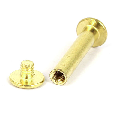 Harfington 5mmx25mm Brass Plated Chicago Screws Binding Posts Docking Rivet 30pcs